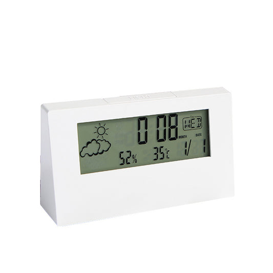 Digital Desktop Clock with Temperature Humidity Display-Opaque (with light)
