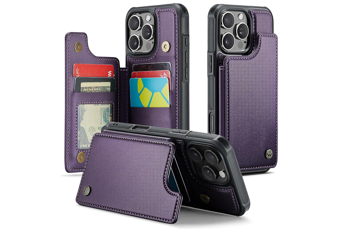 Wallet Case for iPhone 16 Pro Max iPhone16Pro Max 16Pro with Card Holder and RFID Blocking-Purple