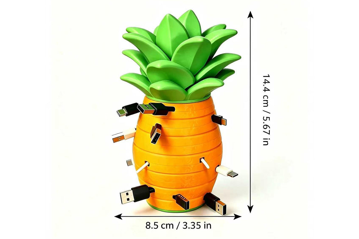 3D Printed Pineapple Cable Organizer for 7 Charging Cables