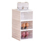 2 Set 3-Tier Foldable Stackable Shoe Organizer with Clear Door Plastic Shoe Rack