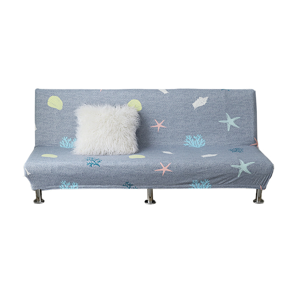 Printed Armless Futon Stretch Folding Sofa Cover with Elastic Bottom