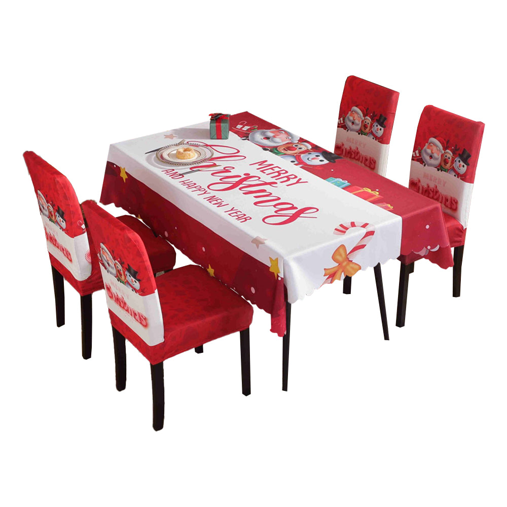 Christmas Tablecloth with 4 Chair Cover-Santa Claus