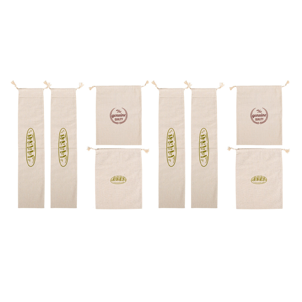 8Pcs Linen Bread Bags Reusable Drawstring Bag
