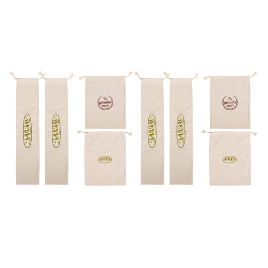 8Pcs Linen Bread Bags Reusable Drawstring Bag