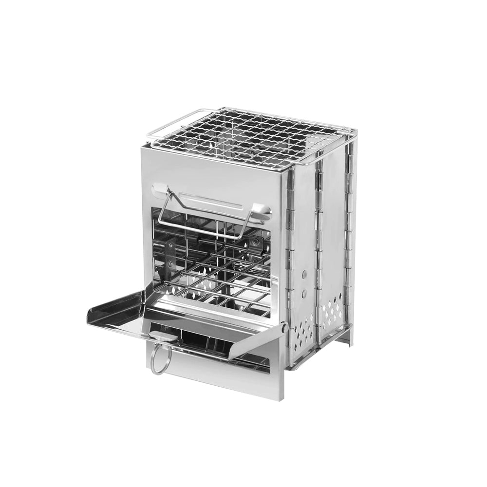 Portable Folding Stainless Steel Wood-Burning Camping and Barbecue Stove