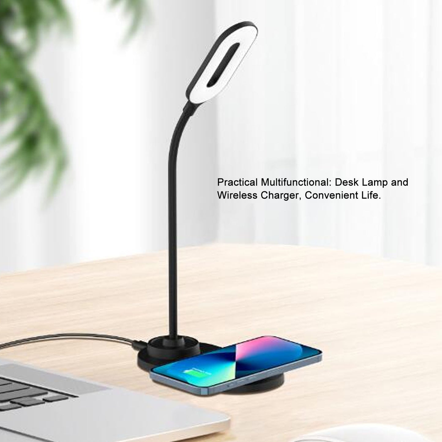Multi-functional Adjustable LED Desk Lamp with Wireless Charger Touch Control 3 Brightness for Office