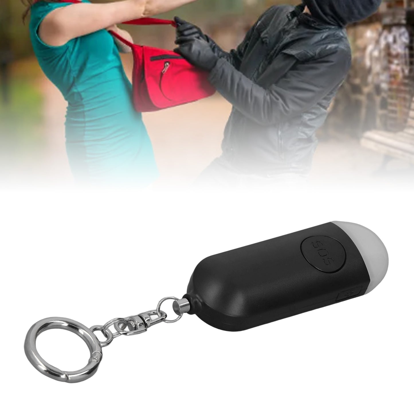 Personal Security Alarm Portable USB Rechargeable LED Light Versatile Self-Defense Keychain
