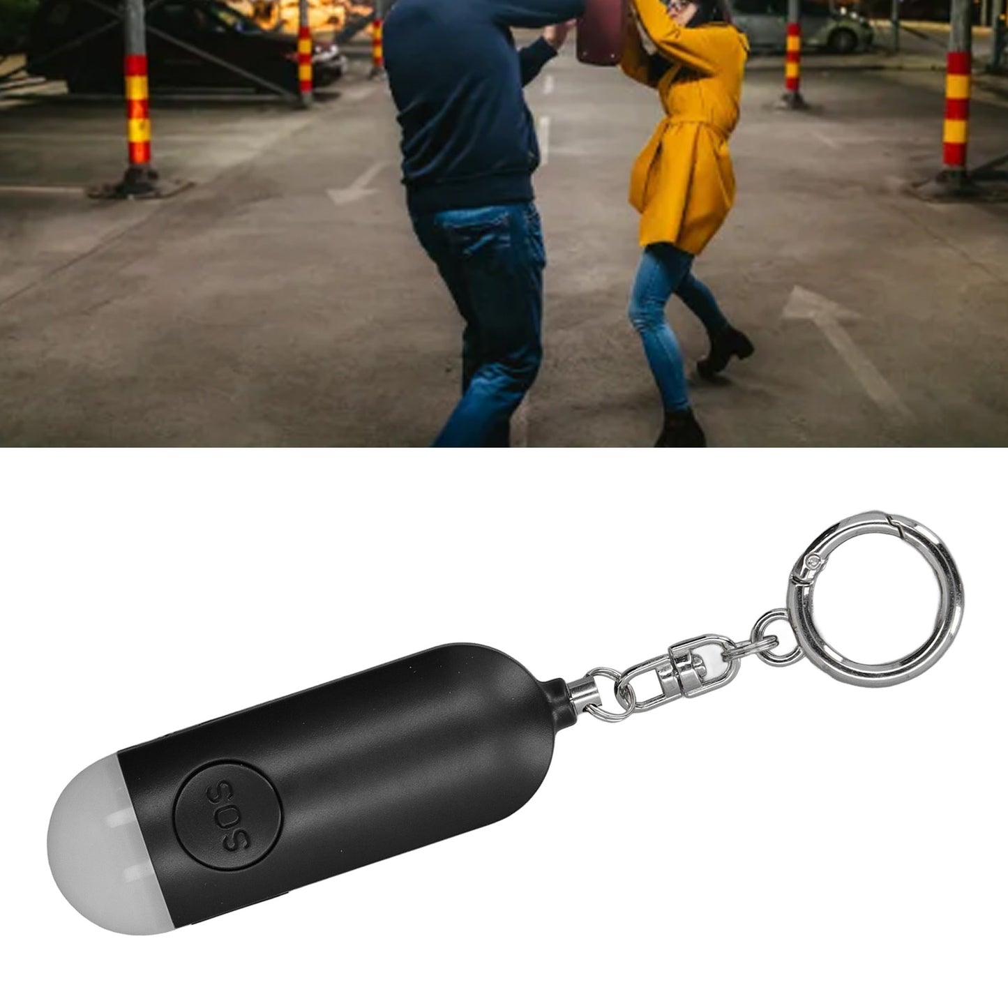 Personal Security Alarm Portable USB Rechargeable LED Light Versatile Self-Defense Keychain