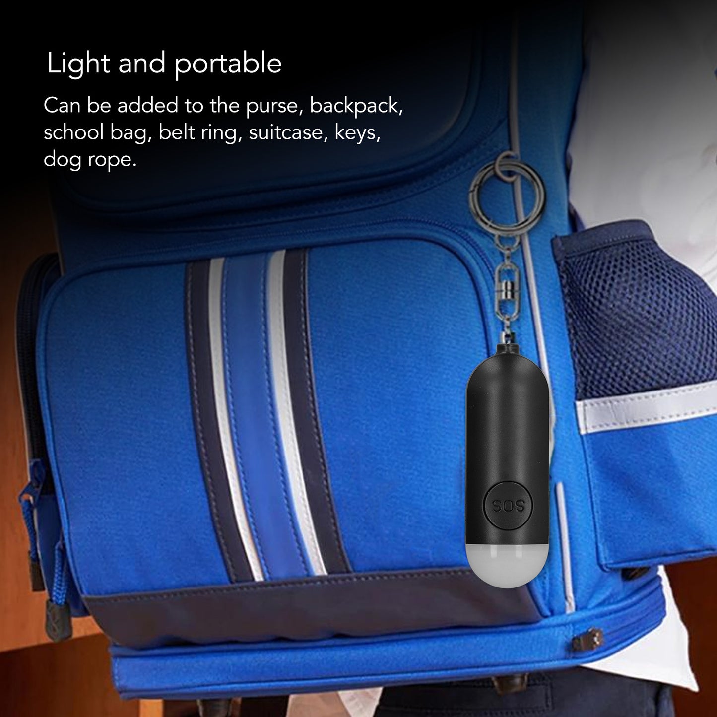 Personal Security Alarm Portable USB Rechargeable LED Light Versatile Self-Defense Keychain