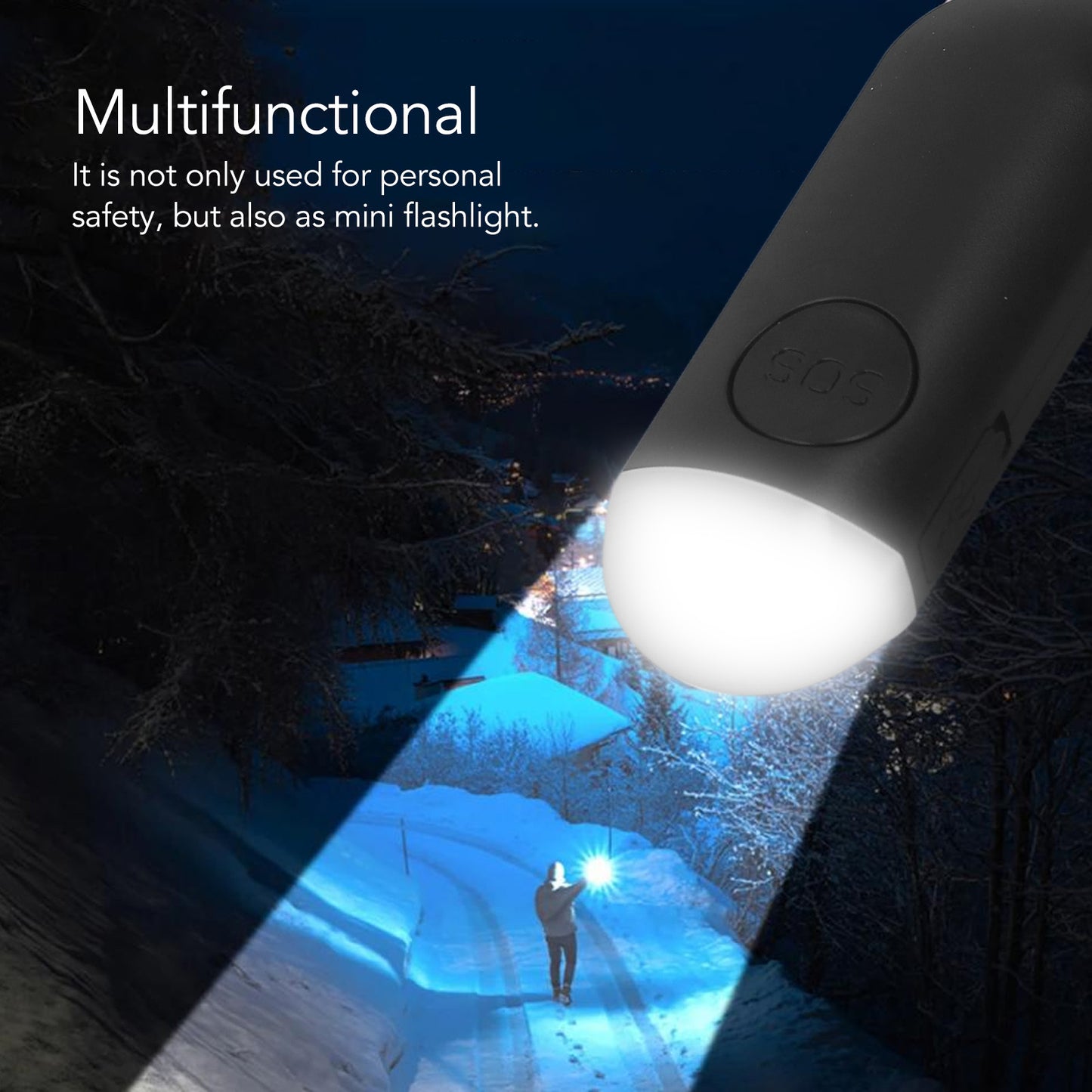 Personal Security Alarm Portable USB Rechargeable LED Light Versatile Self-Defense Keychain