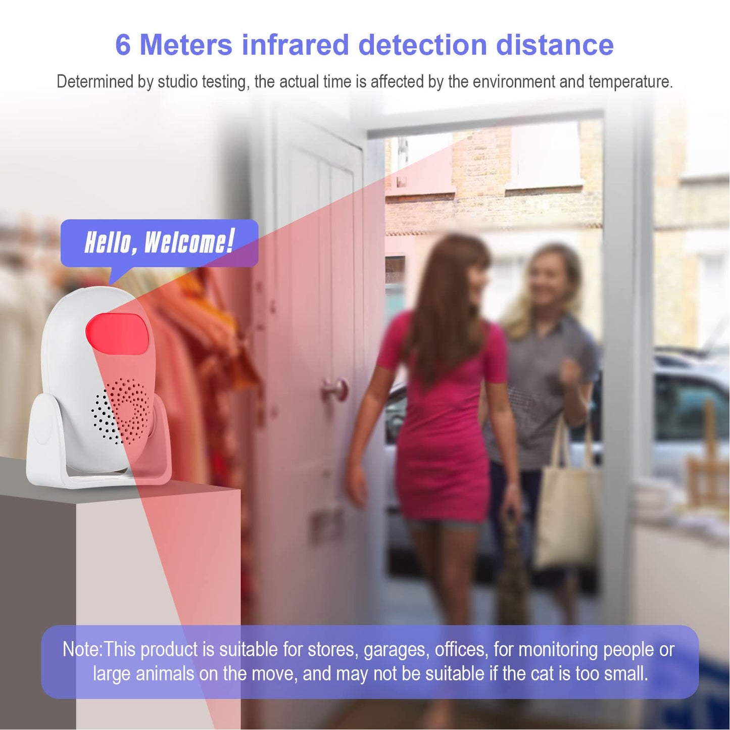 Motion Sensor Doorbell Smart Welcome Infrared Sensor Doorbell with Remote Control for Home Shop Office