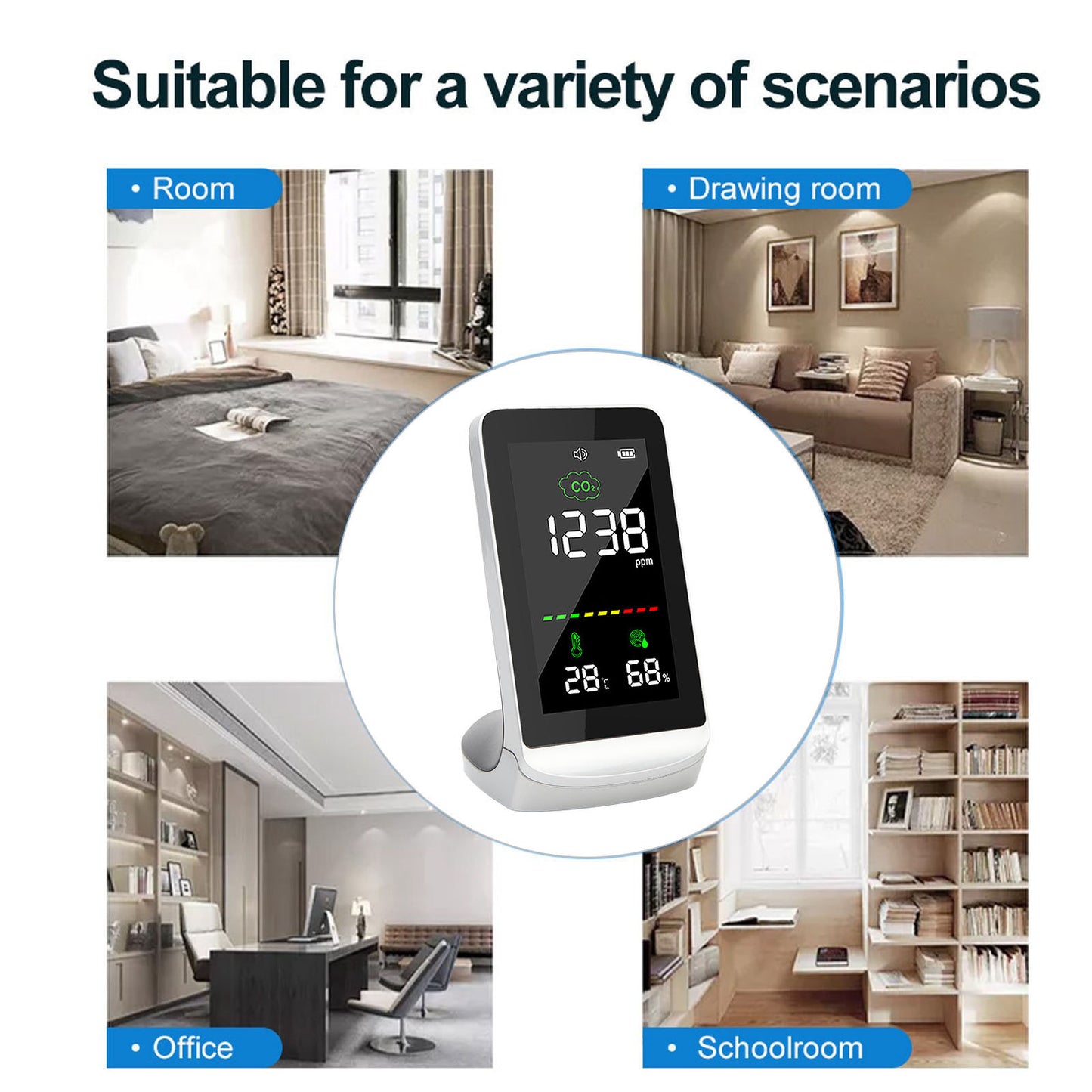 Air Quality Monitor LCD Screen Real Time Monitoring Portable Indoor Temperature and Humidity Tester