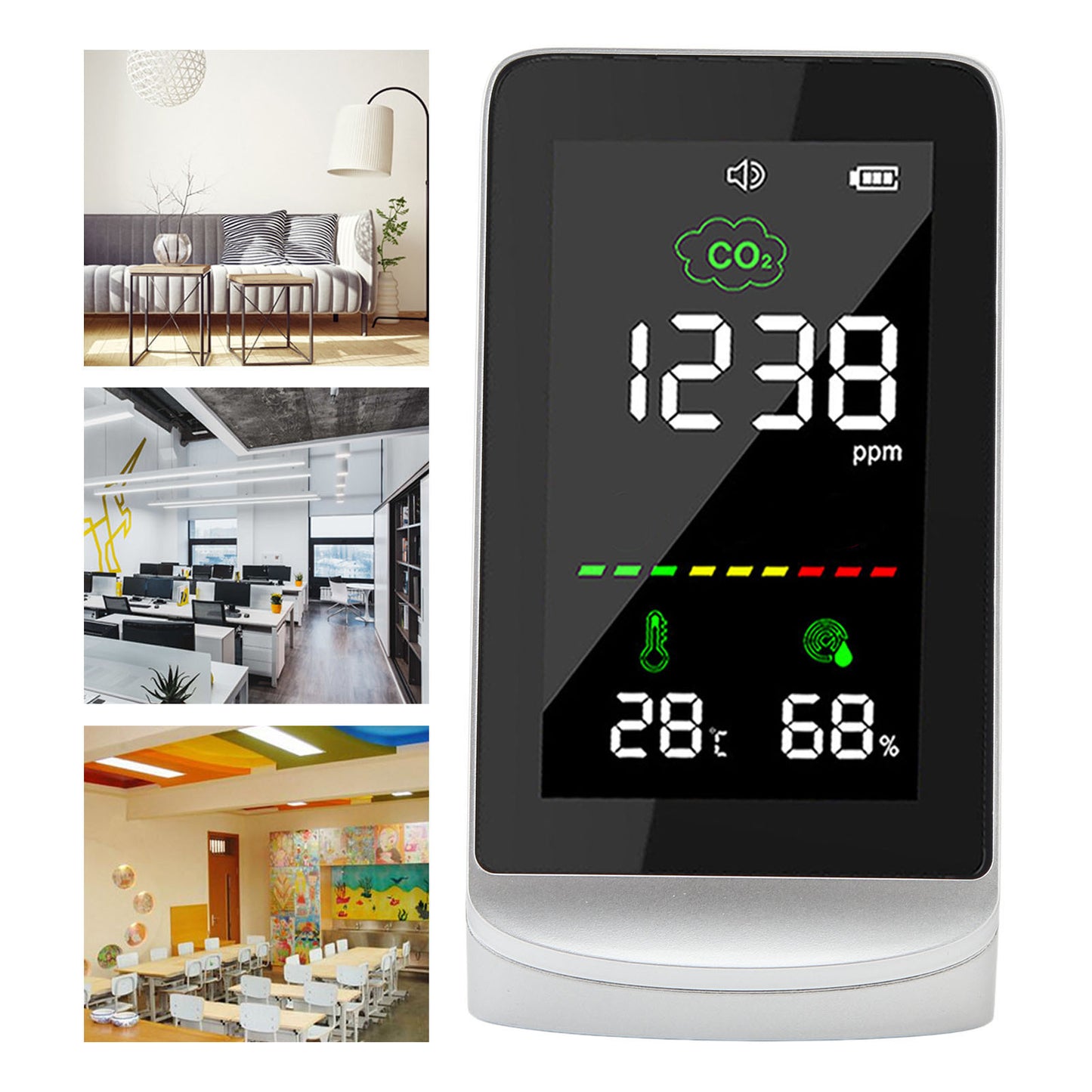 Air Quality Monitor LCD Screen Real Time Monitoring Portable Indoor Temperature and Humidity Tester