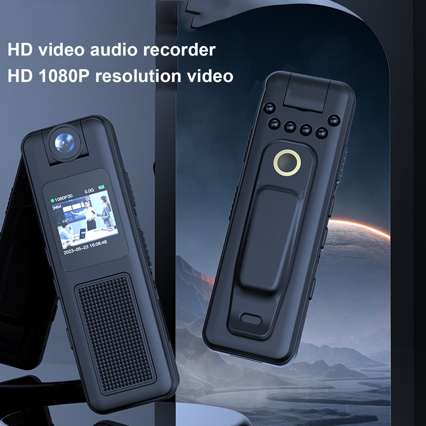 1080P Night Vision Wide Angle Clip-on Camera Recording Device for Outdoor Riding Meeting