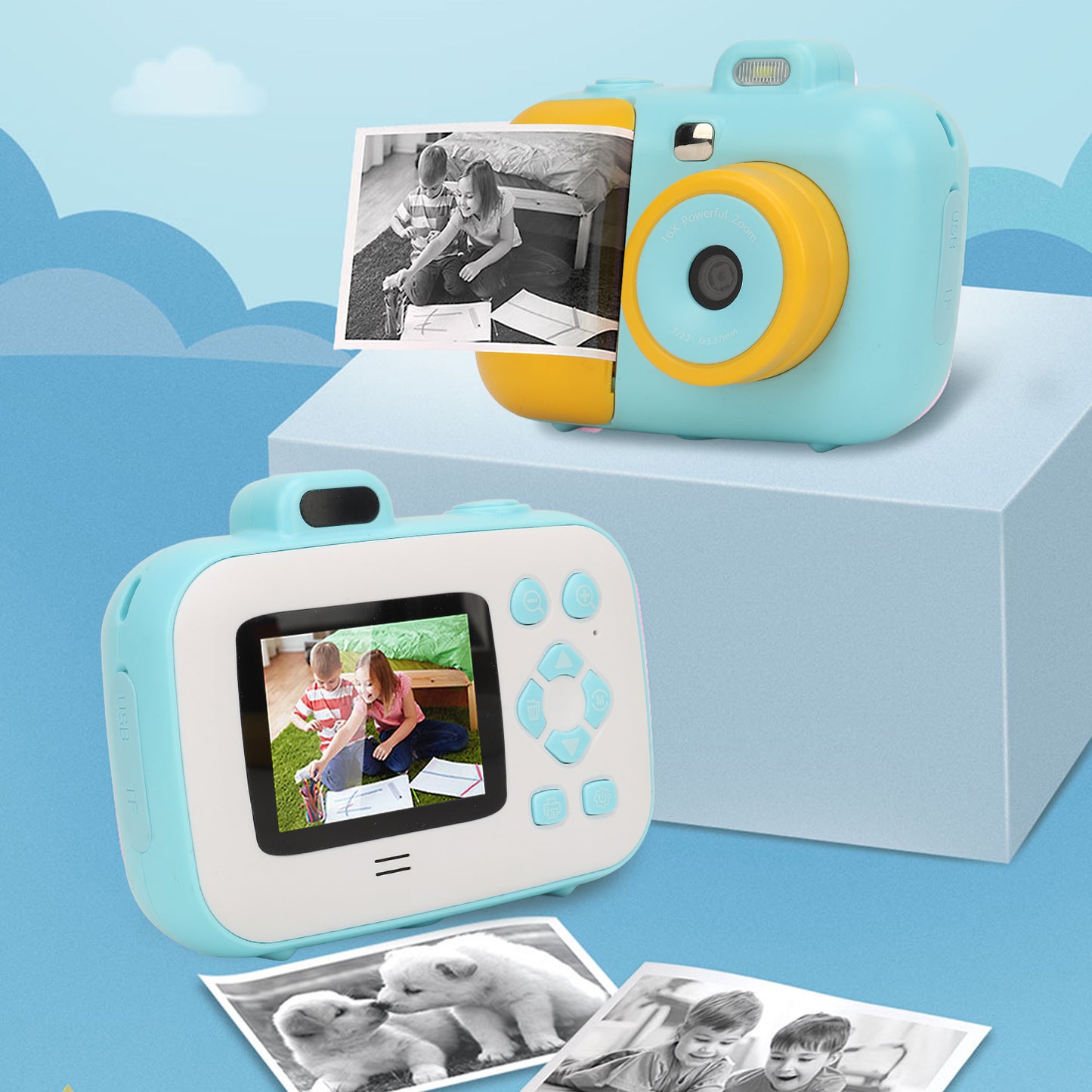 Thermal Instant Print Camera 2.7K 42MP 2.4in HD IPS Screen HD with 4 Rolls Print Paper