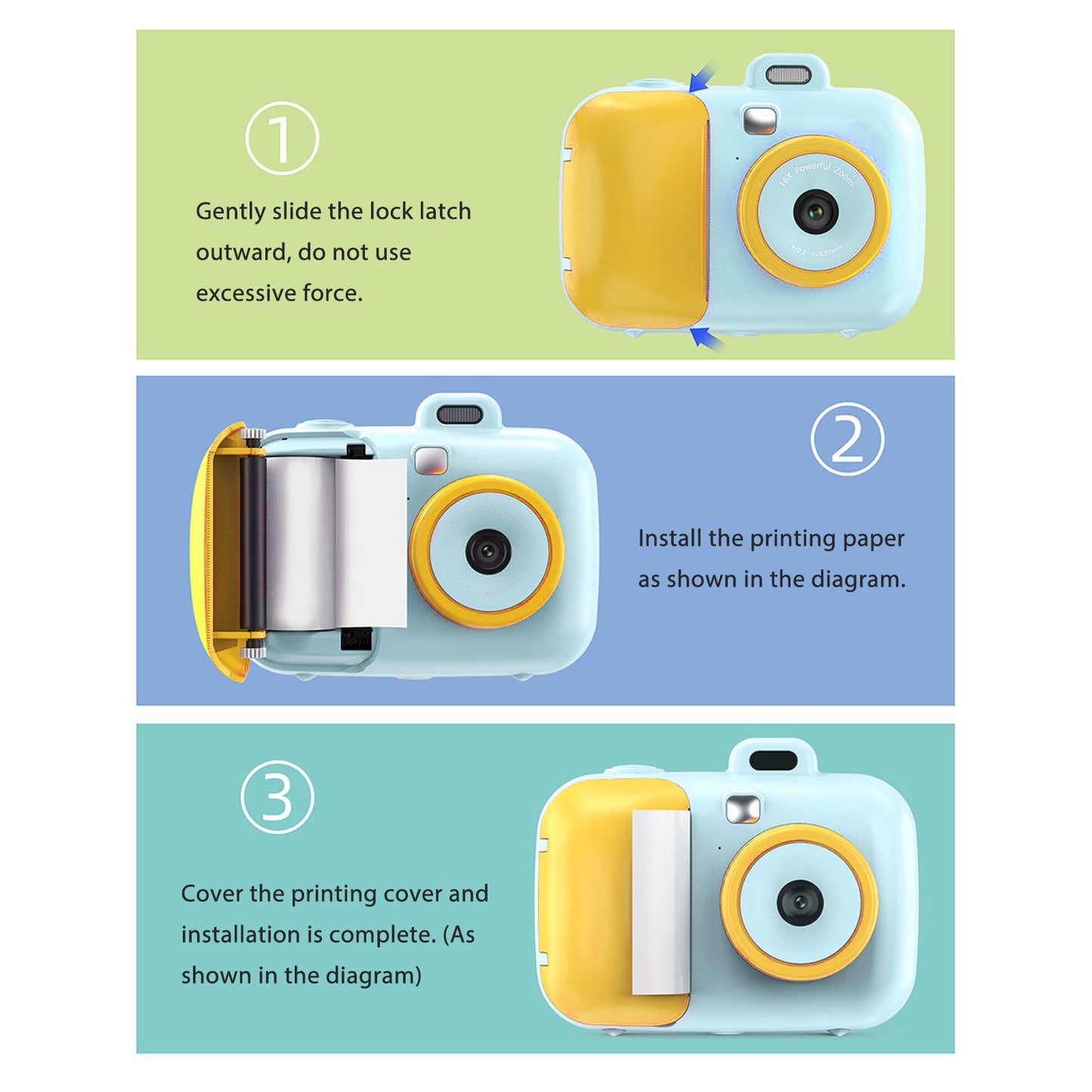 Thermal Instant Print Camera 2.7K 42MP 2.4in HD IPS Screen HD with 4 Rolls Print Paper