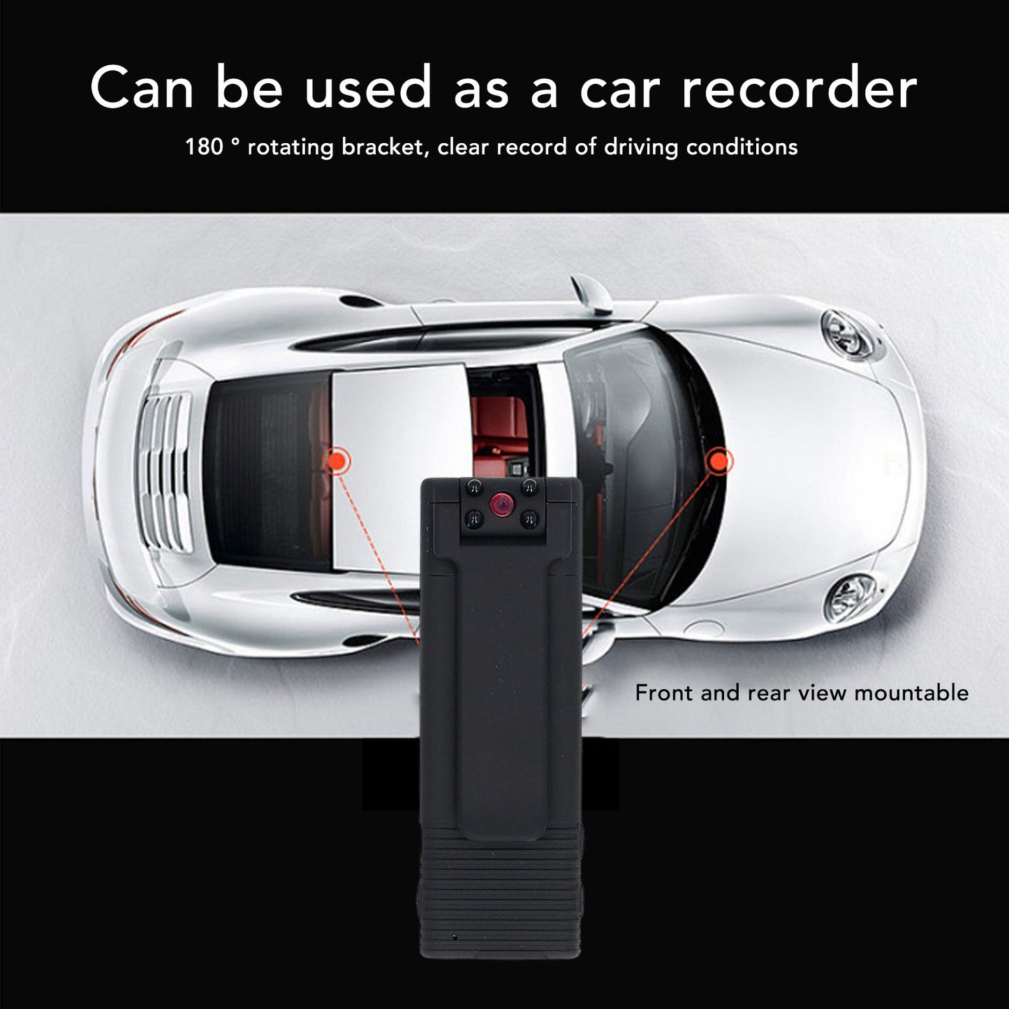 180 Degree Rotating 1080P Night Vision Back Clip Camera