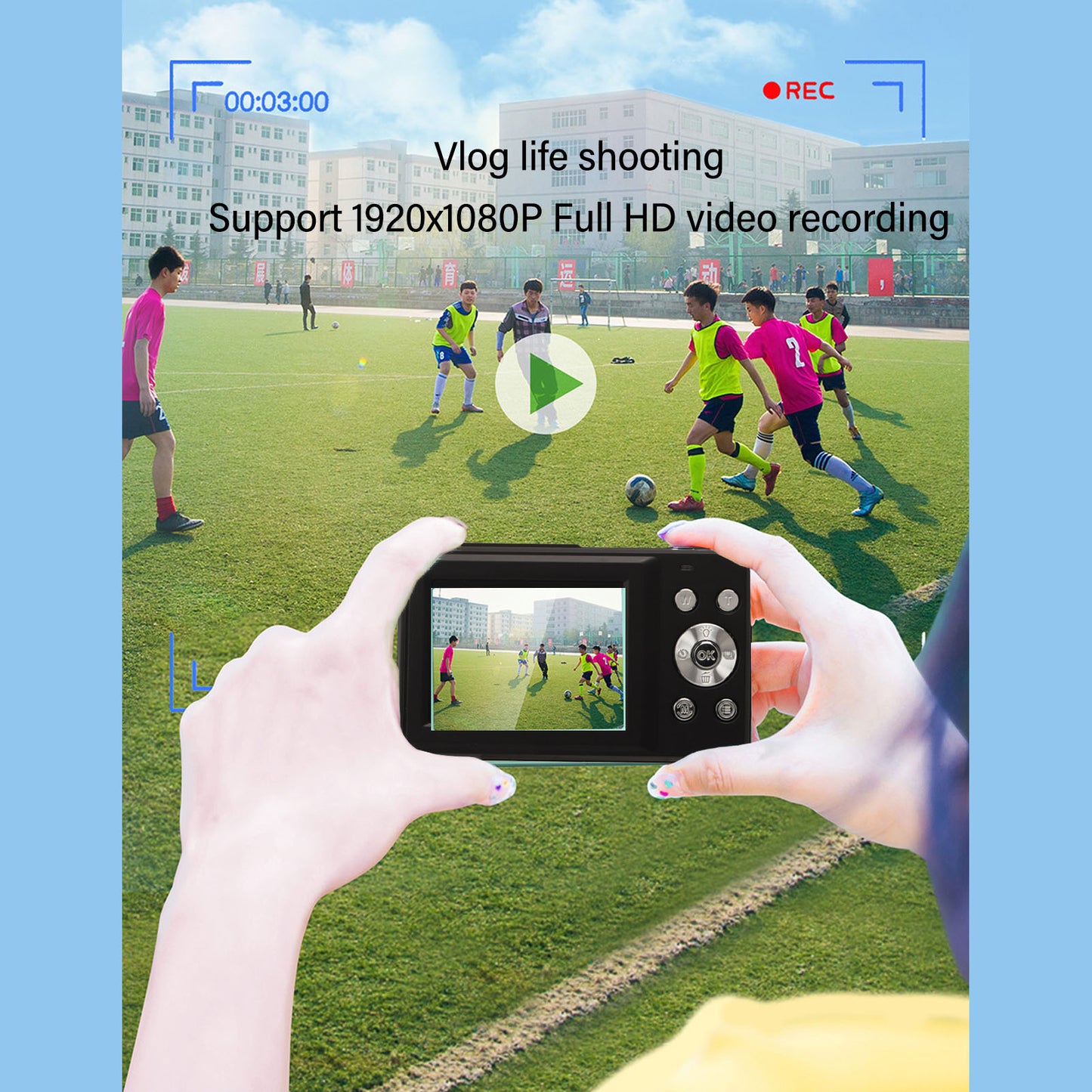 44MP 1080P HD Digital Camera 16X Zoom Auto Focus 2.5 Inch IPS Display Anti Shake