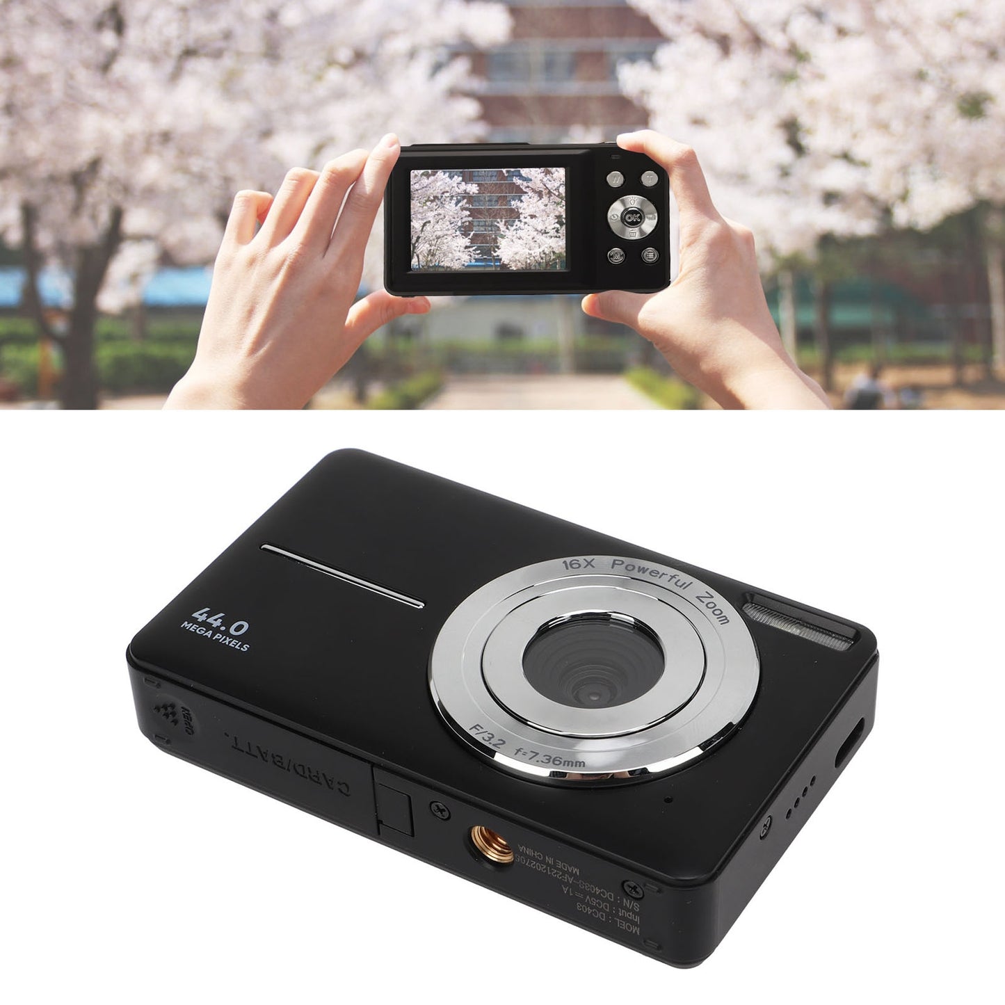 44MP 1080P HD Digital Camera 16X Zoom Auto Focus 2.5 Inch IPS Display Anti Shake