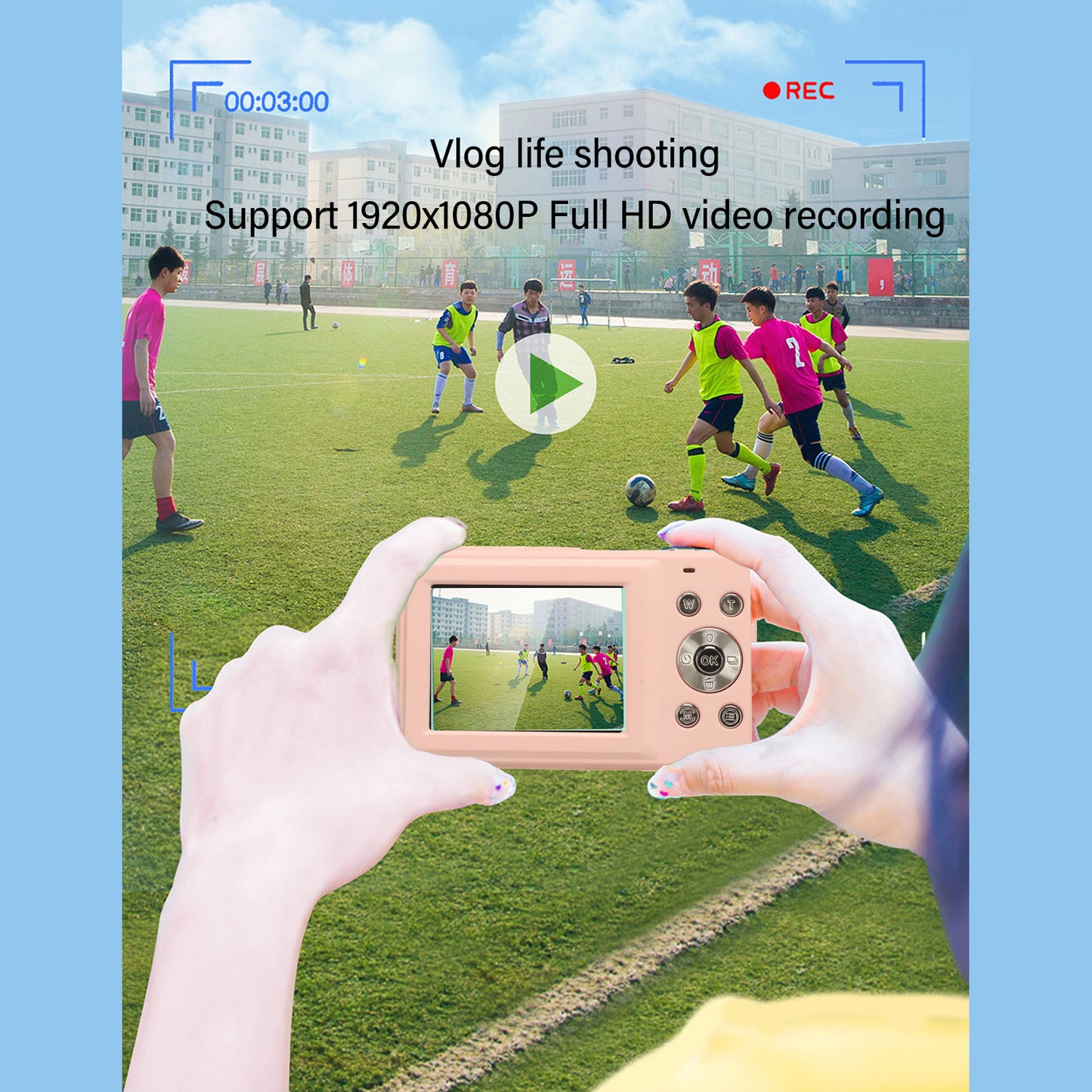 44MP 1080P HD Digital Camera 16X Zoom Auto Focus 2.5 Inch IPS Display Anti Shake