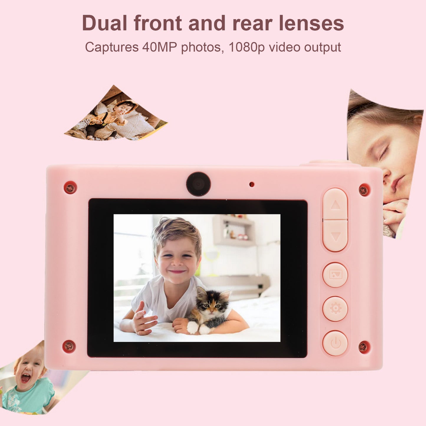 Kids Digital Camera Dual Lens 1080P 40MP 8X Digital Zoom IPS Video Camera with 32G Memory Card