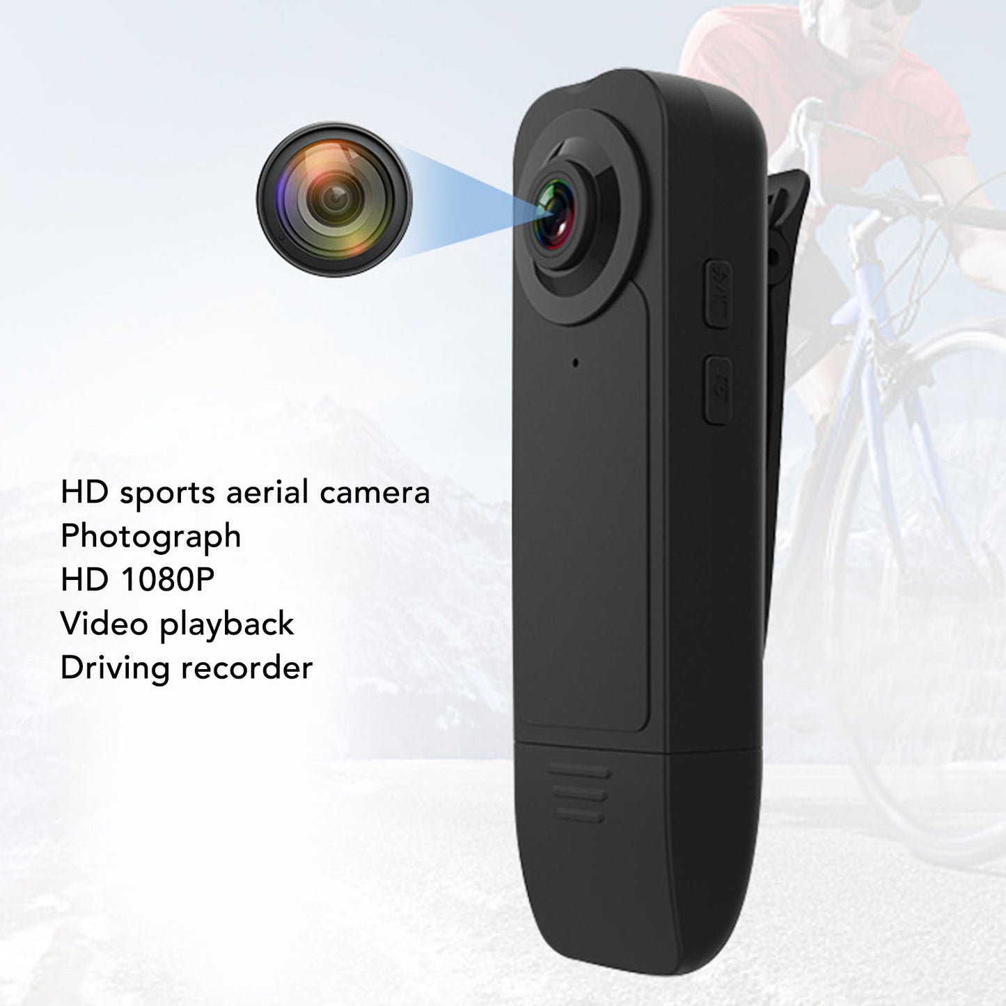 1080P Night Vision Wide Angle Clip-on Camera Recording Device for Outdoor Riding Meeting