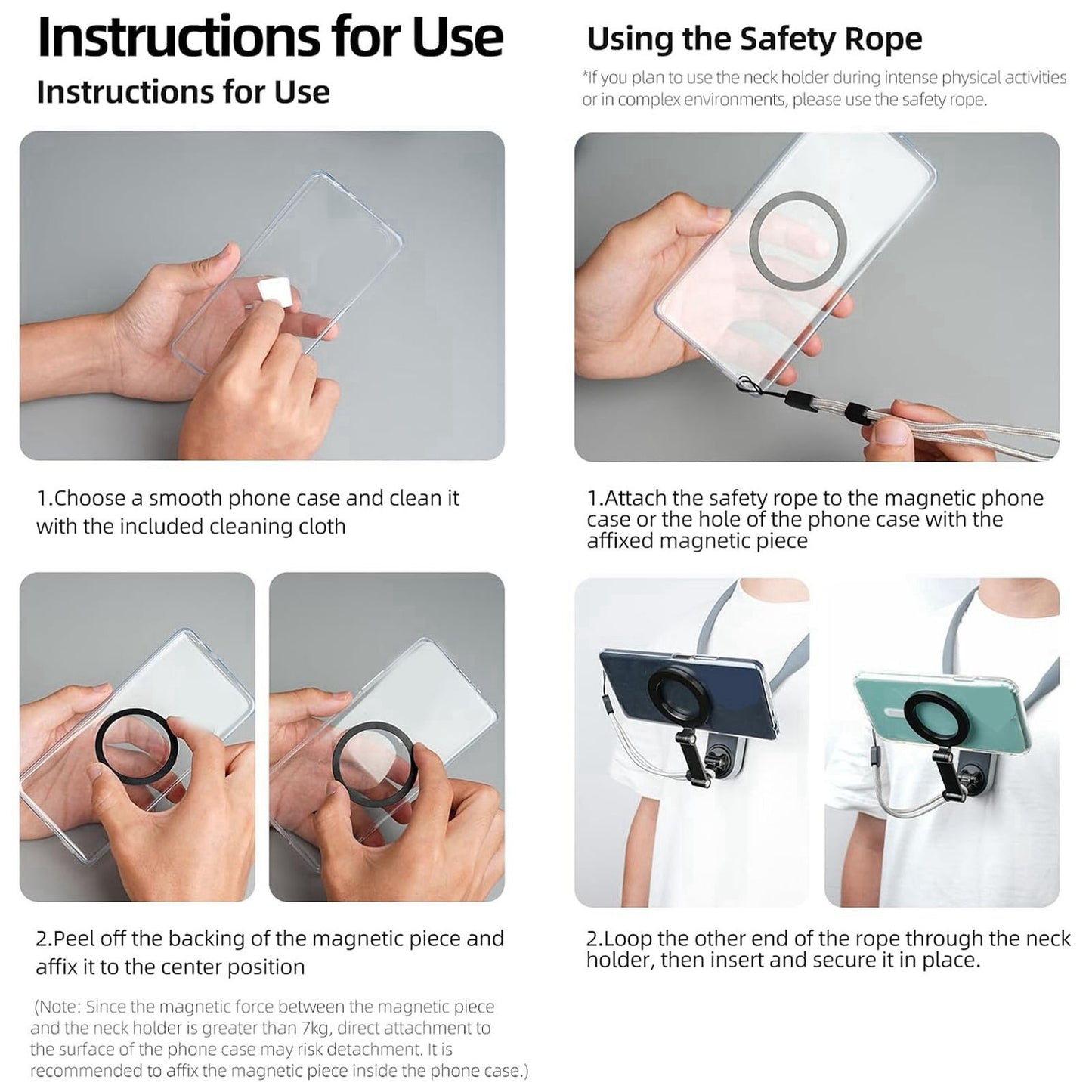 Silicone Quick Release Adhesive Neck Mount Cell Phone Holder Chest Stand for IOS 15 14 13 12 Series Video Recording