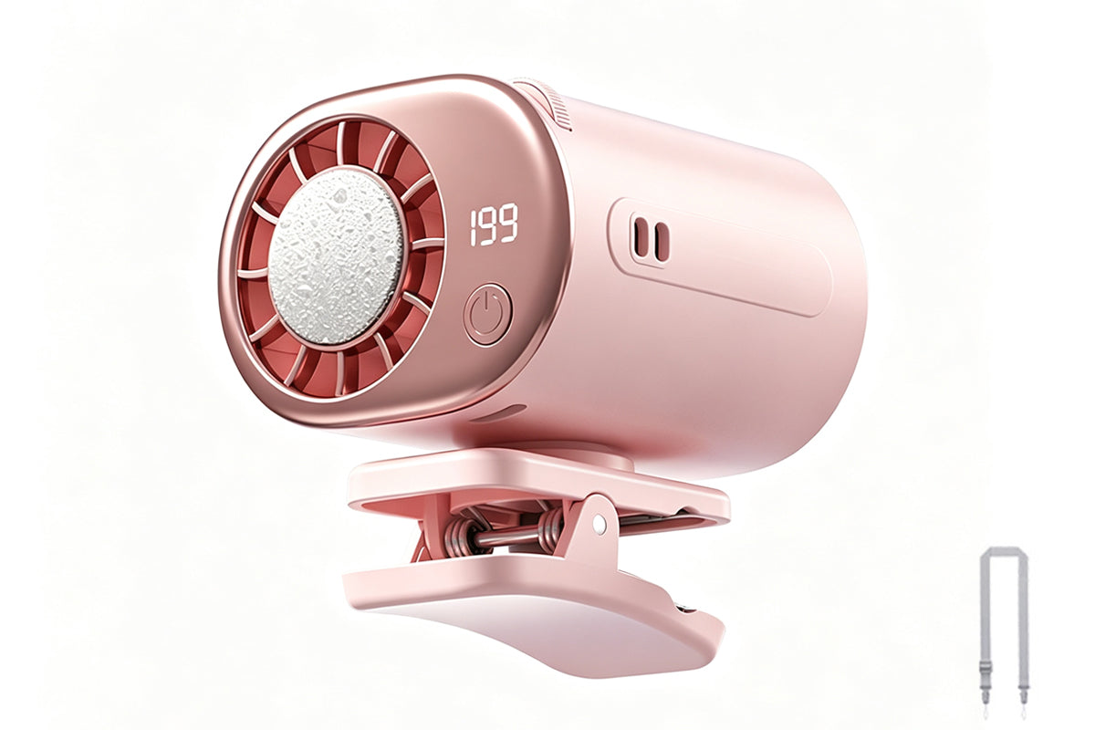 360 Rotatable 199-Speed Ice Cooling Clip Fan with Neck Lanyard TEC Semiconductor Cooling Fan Turbo Boost Wind