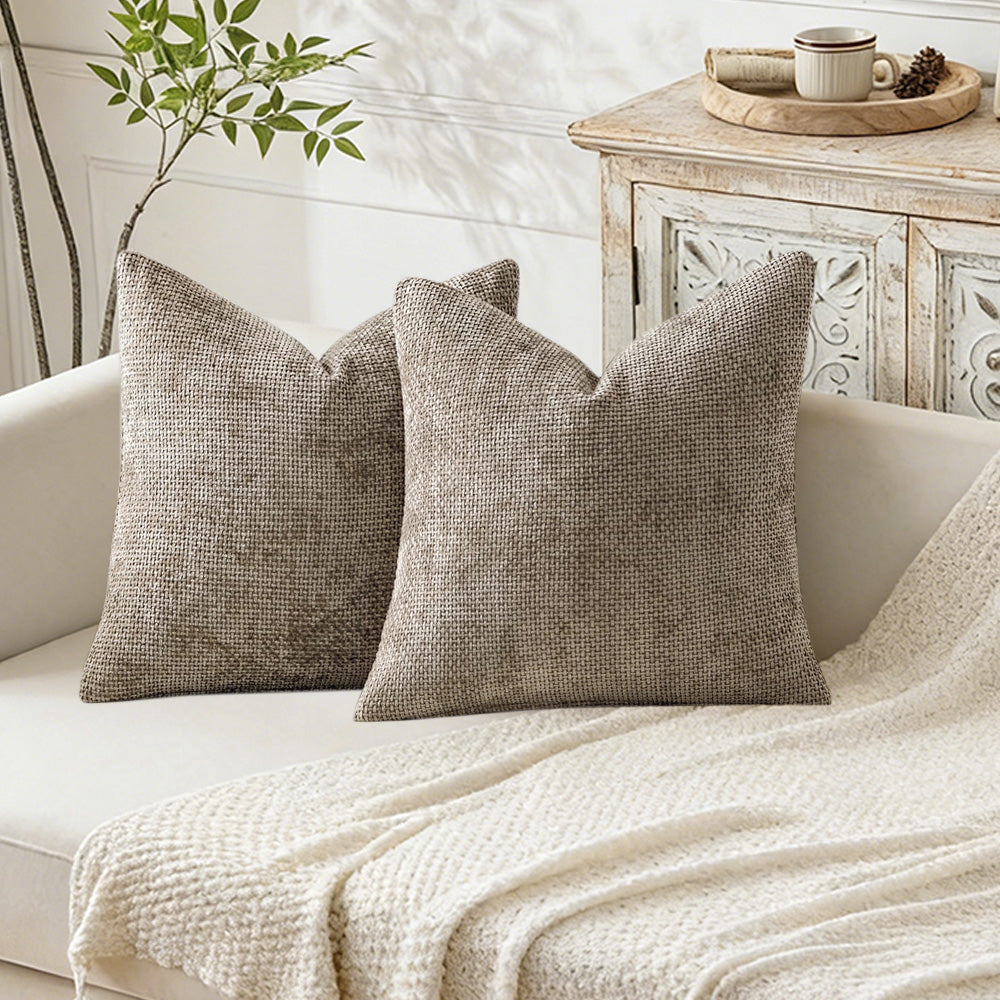 2 Pack Chenille Knit Throw Pillow Covers for Couch Bed