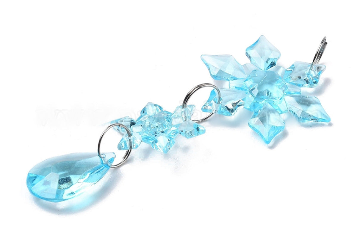 18Pcs Hanging Acrylic Christmas Snowflake Icicle Drop Ornaments for Xmas Tree