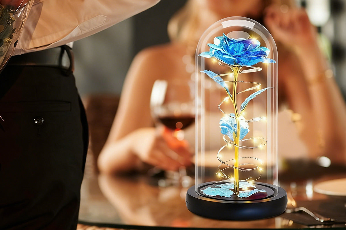 Eternal Rose Night Light in Glass Dome with LED