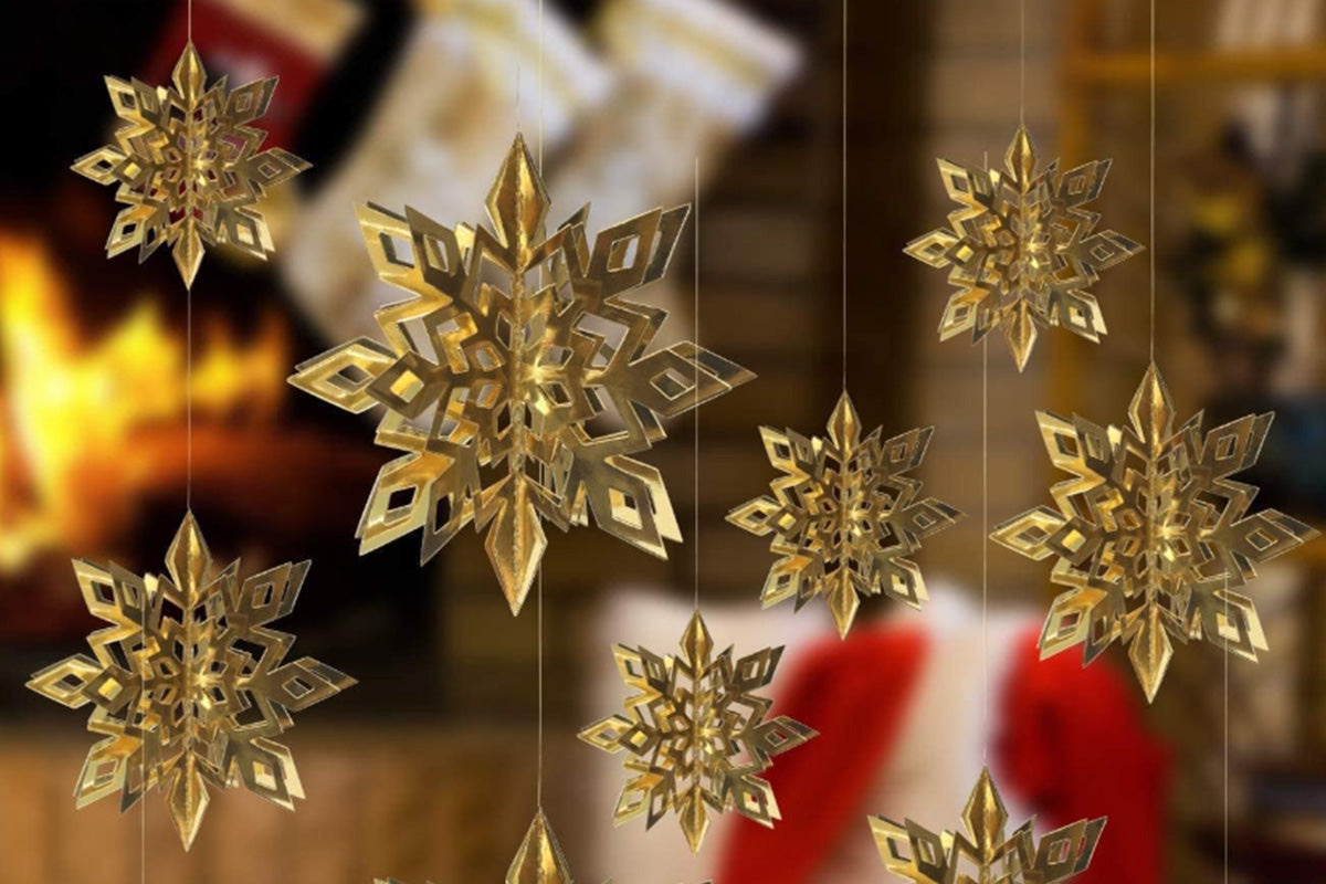 3D Paper Snowflake Hanging Decorations for Christmas Party