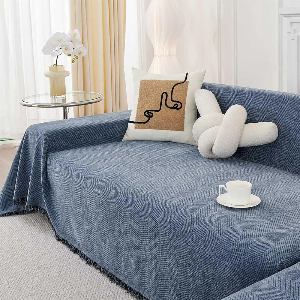 Sofa Throw Rug Cover Large Blanket for Couch Furniture Protector-Blue