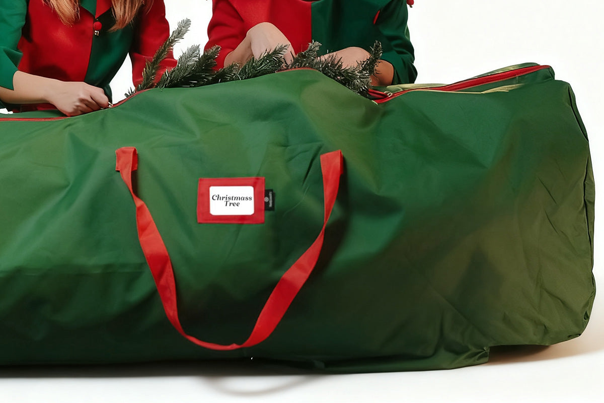 Handy Laundry Rolling Christmas Tree Storage Bag With Handle For Easy Transport-Green