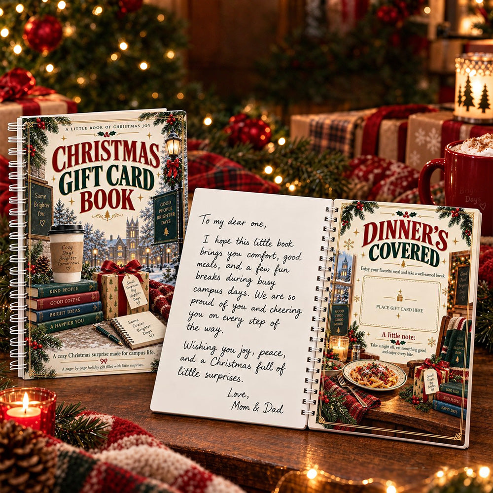 DIY Christmas Gift Card Book with Spiral Binding and Handwritten Notes