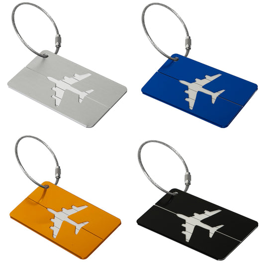 4Pcs Portable Aluminum Alloy Anti Loss Luggage Tags Travel ID Labels