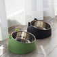 400ml Stainless Steel Tilted Pet Bowl Non-Slip Raised Feeder for Cats and Dogs