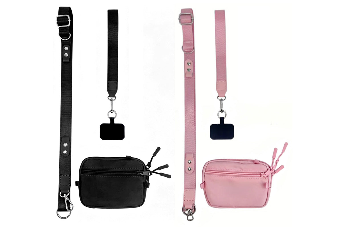 2-in-1 Phone Crossbody Strap Clear Window Card Wallet Pouch Travel Adjustable Shoulder Strap Bag