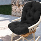 Solid Twill Swivel Rocker Chair Cushion High Back Water Resistant Pad-Black