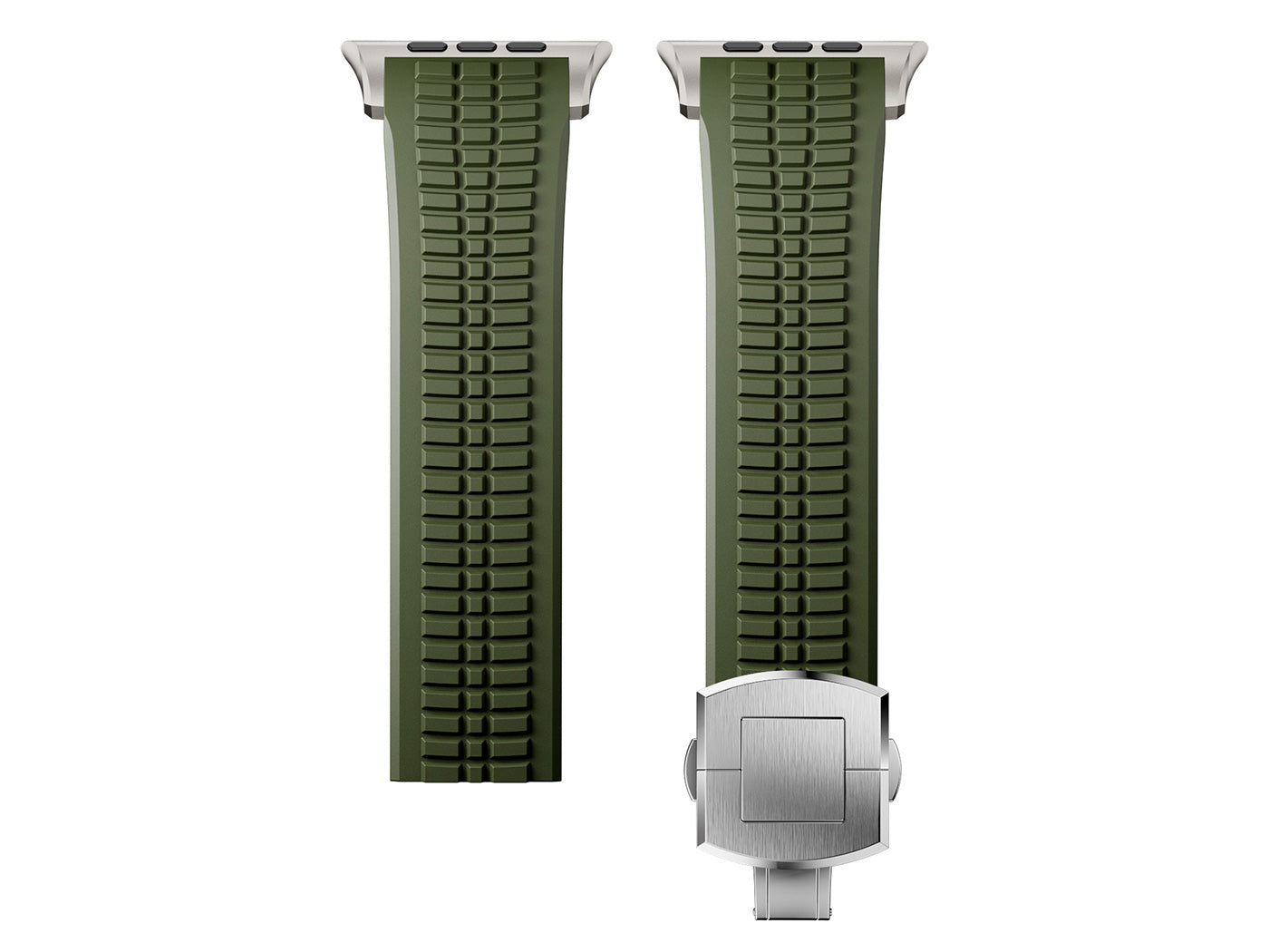 Men's Rubber Watch Band Compatible with Apple Watch Folding Buckle 42 44 45 46 49mm
