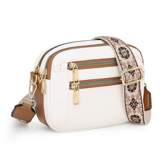 Women Shoulder Bag Cross Body Messenger Handbag with Wide Strap
