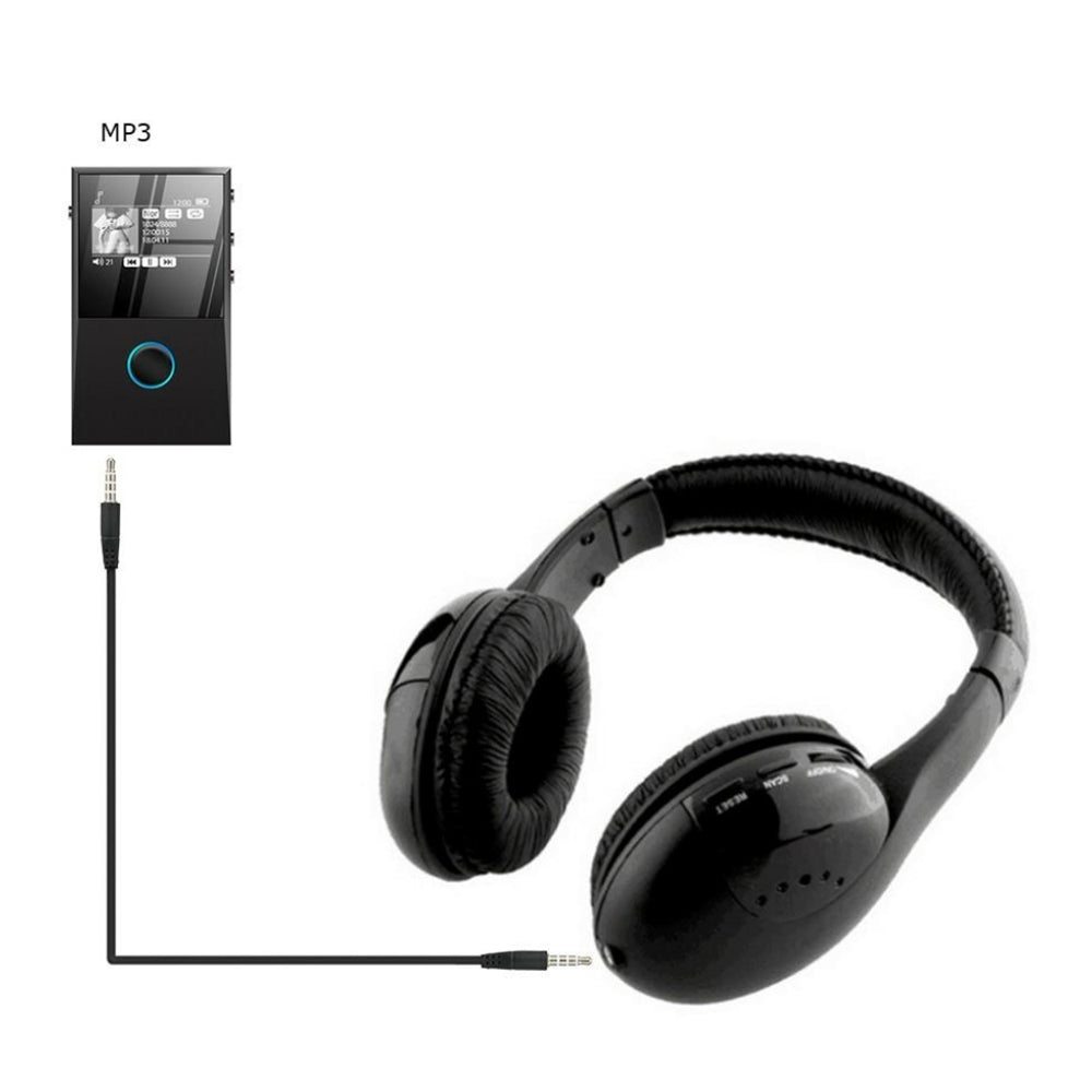 2Pcs 5 in 1 Wireless Headphones Rechargeable PC TV Radio Home Headset with Mic