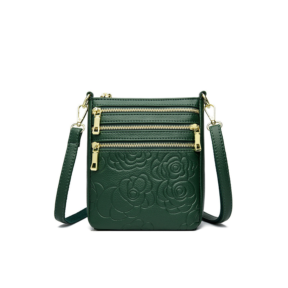 Genuine Leather Crossbody Shoulder Bag Multi-Compartment Water-resistant Handbag