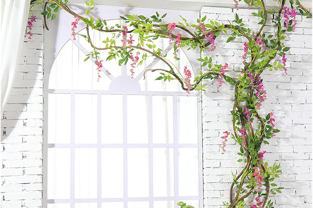 4Pcs Artificial Silk Wisteria Vine Hanging Garland 1.8 m for Home and Garden Decoration