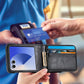 PU Wallet Card Holder Case for Samsung Galaxy Z Flip 6 7 8 with Stand-Black