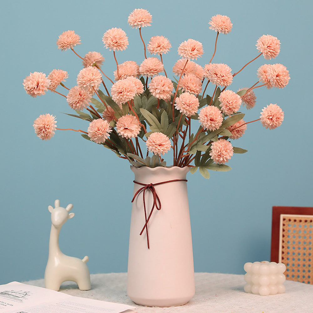 5 Pack Stem Cloth Dandelion Ball Artificial Flowers with Bendable Stems