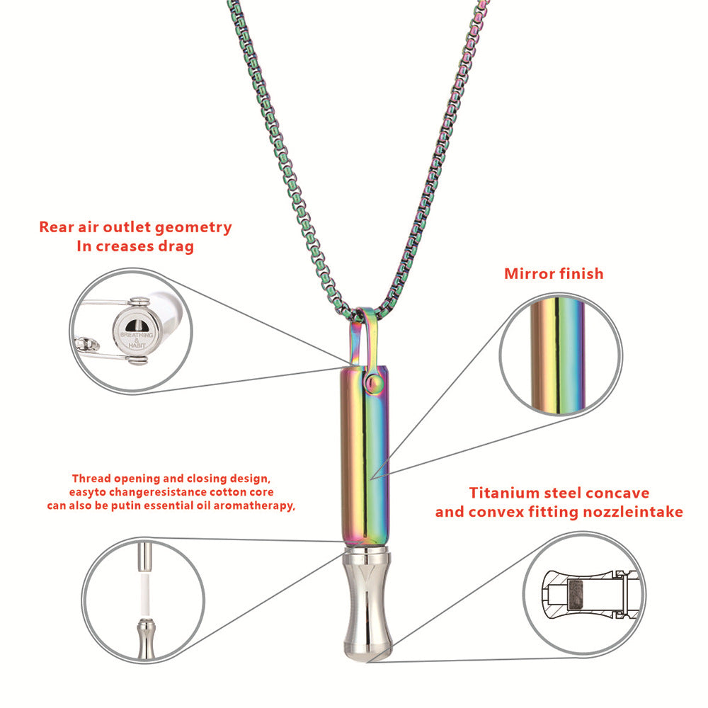 Breathlace Necklace Stainless Steel Quit Smoking Anti-Vaping Breathing Pendant Necklace