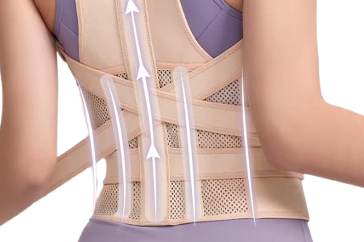 Posture Corrector Back Brace Adjustable Straightener for Improving Back Posture-Beige