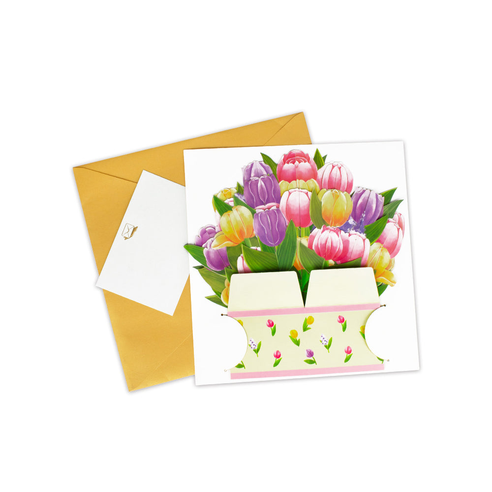 Pop-up 3D Flower Bouquet Greeting Card for Mother's Day-Tulips