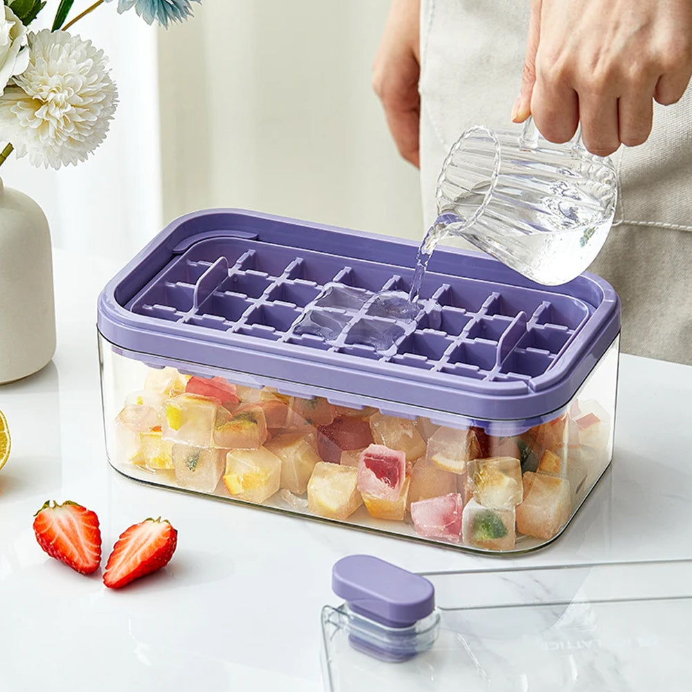 Ice Cube Tray with Lid and Bin for Freezer 64Pcs Ice Cube Mold
